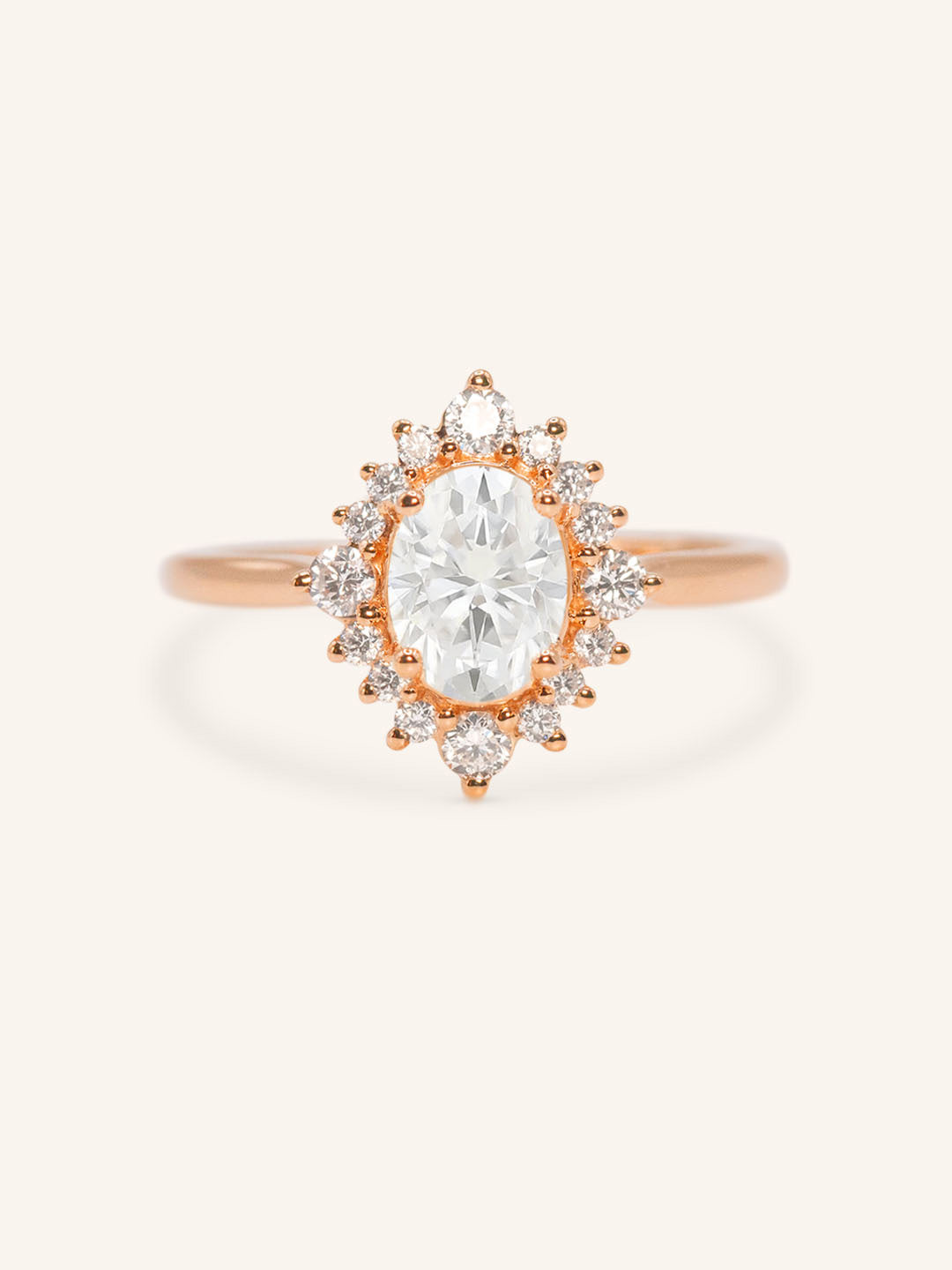 Elisa Oval Diamond Halo Cluster Engagement Ring