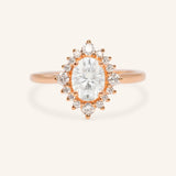 Elisa Oval Diamond Halo Cluster Engagement Ring