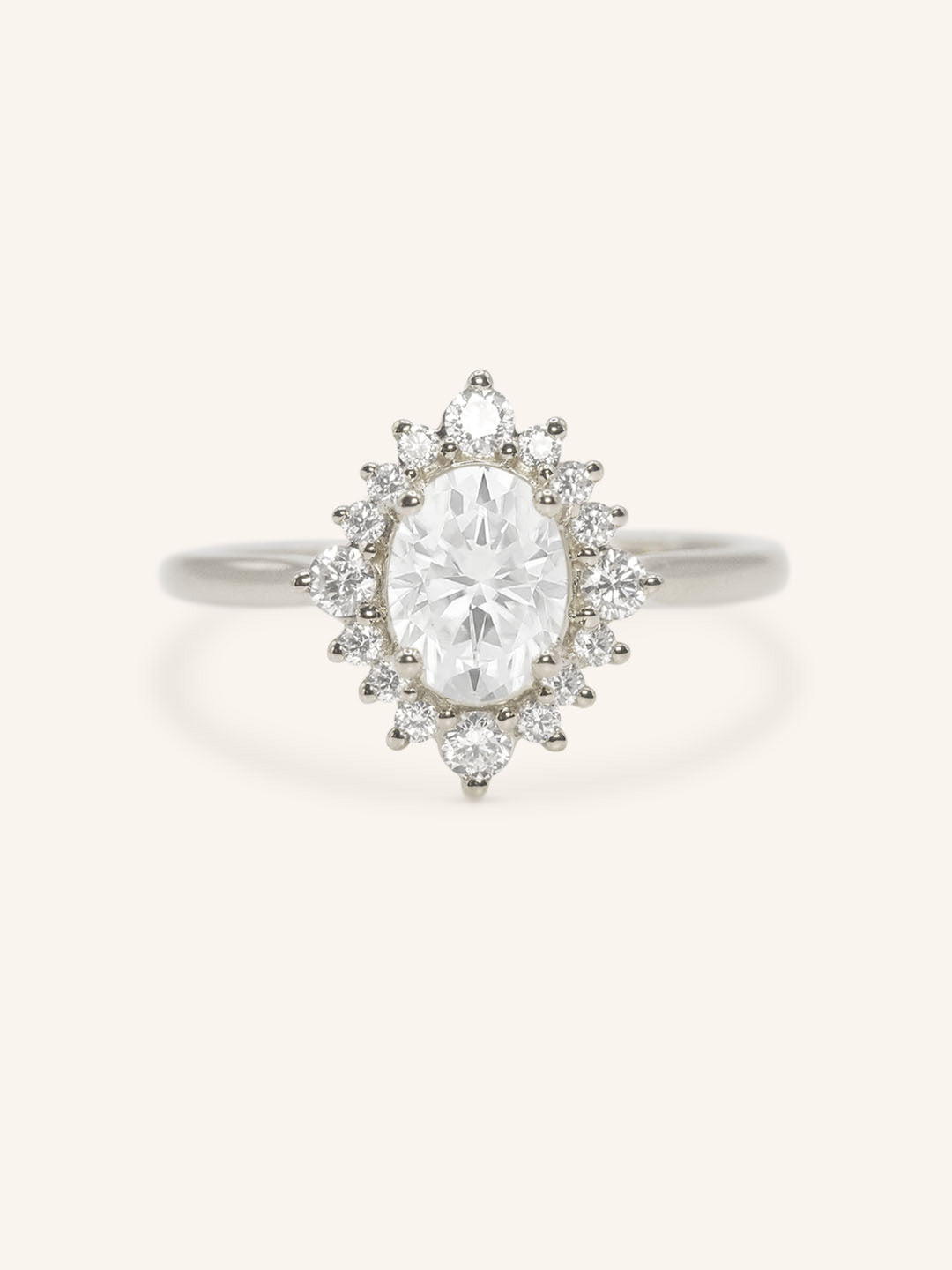 Elisa Oval Diamond Halo Cluster Engagement Ring