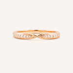 Rose gold Sorrel diamond criss-cross contour band front view on white background