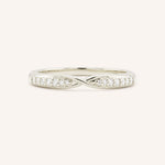 White gold Sorrel diamond criss-cross contour band front view on white background