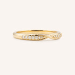 Yellow gold Sorrel diamond criss-cross contour band side view 1 on white background