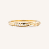 Yellow gold Sorrel diamond criss-cross contour band side view 1 on white background