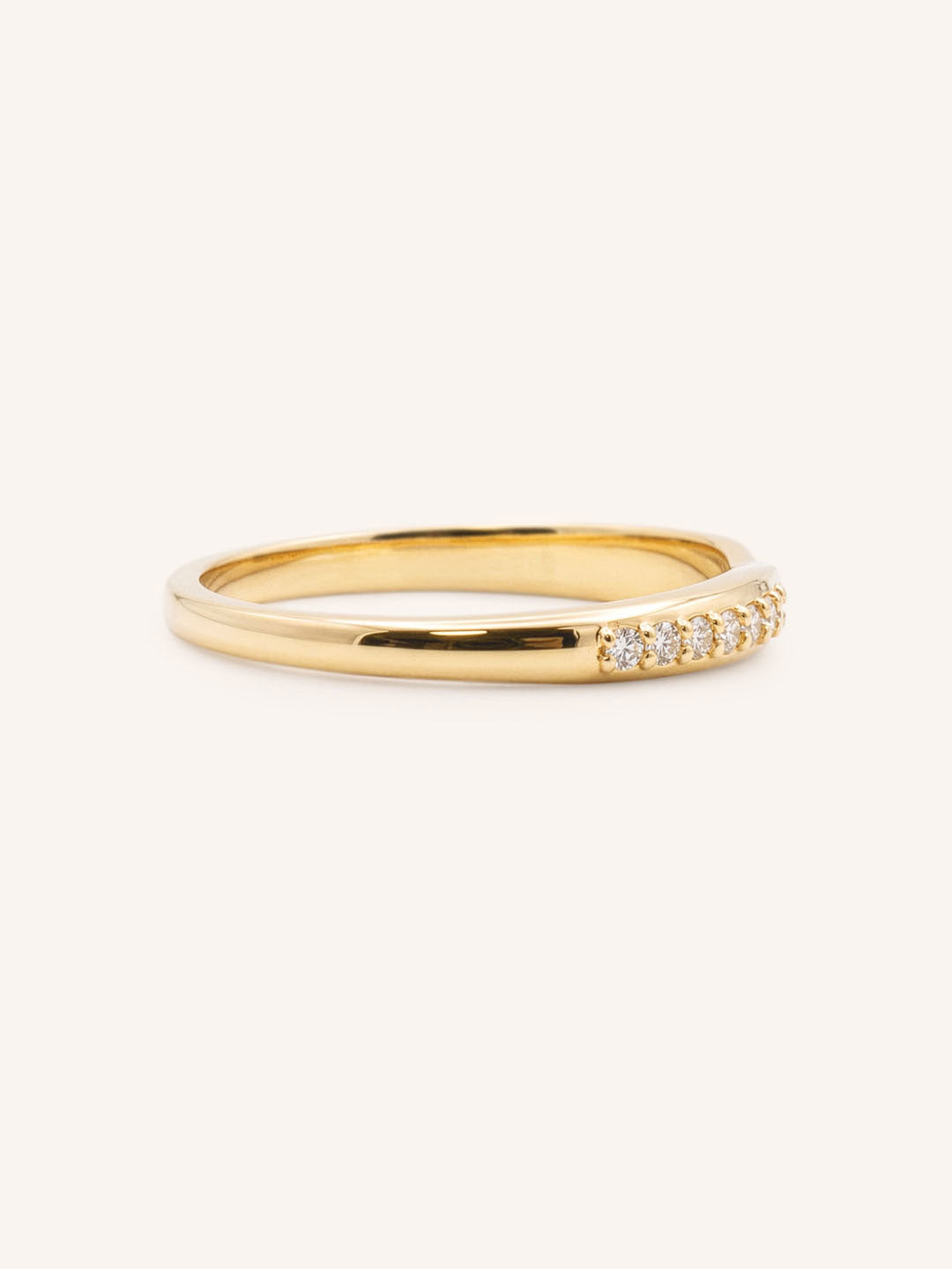 Yellow gold Sorrel diamond criss-cross contour band side view 2 on white background
