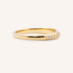 Yellow gold Sorrel diamond criss-cross contour band side view 2 on white background