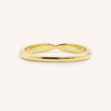 Yellow gold Sorrel diamond criss-cross contour band back view on white background