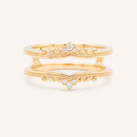 Rose gold Junelli diamond milgrain ring guard front view on white background