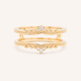 Rose gold Junelli diamond milgrain ring guard front view on white background