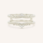 White gold Junelli diamond milgrain ring guard front view on white background