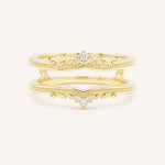 Yellow gold Junelli diamond milgrain ring guard front view on white background