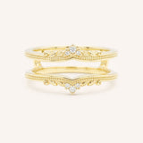 Yellow gold Junelli diamond milgrain ring guard front view on white background