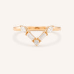 Rose gold Rosalina V diamond wedding band front view on white background