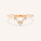 Rose gold Rosalina V diamond wedding band front view on white background