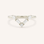 White gold Rosalina V diamond wedding band front view on white background