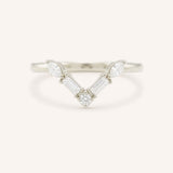 White gold Rosalina V diamond wedding band front view on white background