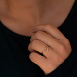 Rosalina V diamond wedding band lifestyle photo worn on hand