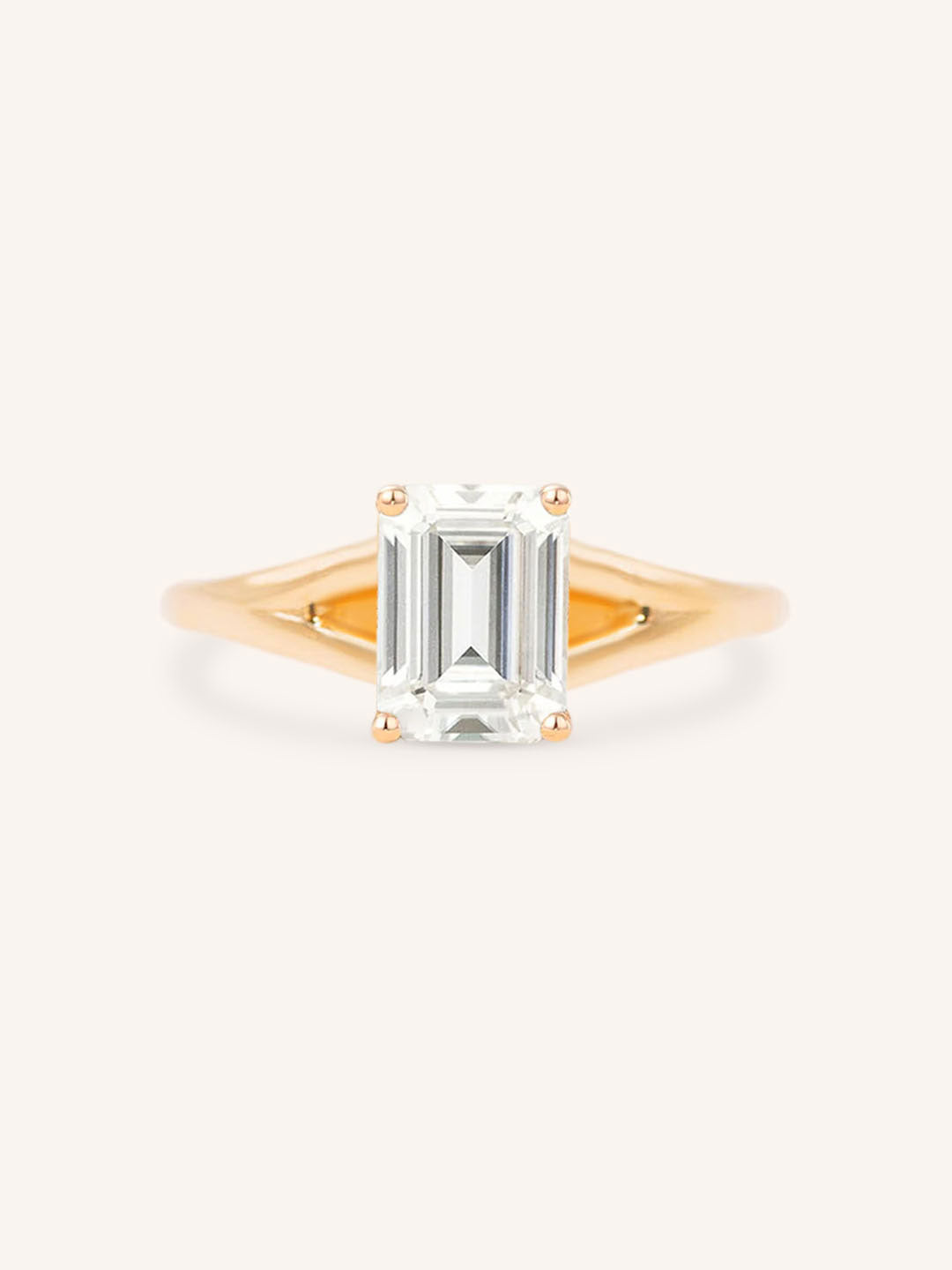 Sabora Emerald Cut Diamond Split Shank Engagement Ring