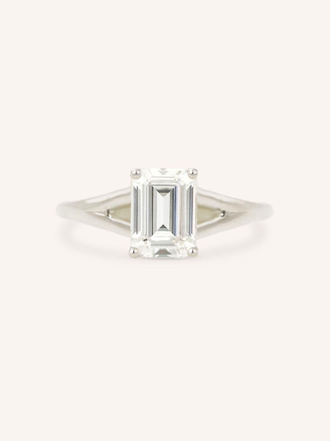 Sabora Emerald Cut Diamond Split Shank Engagement Ring