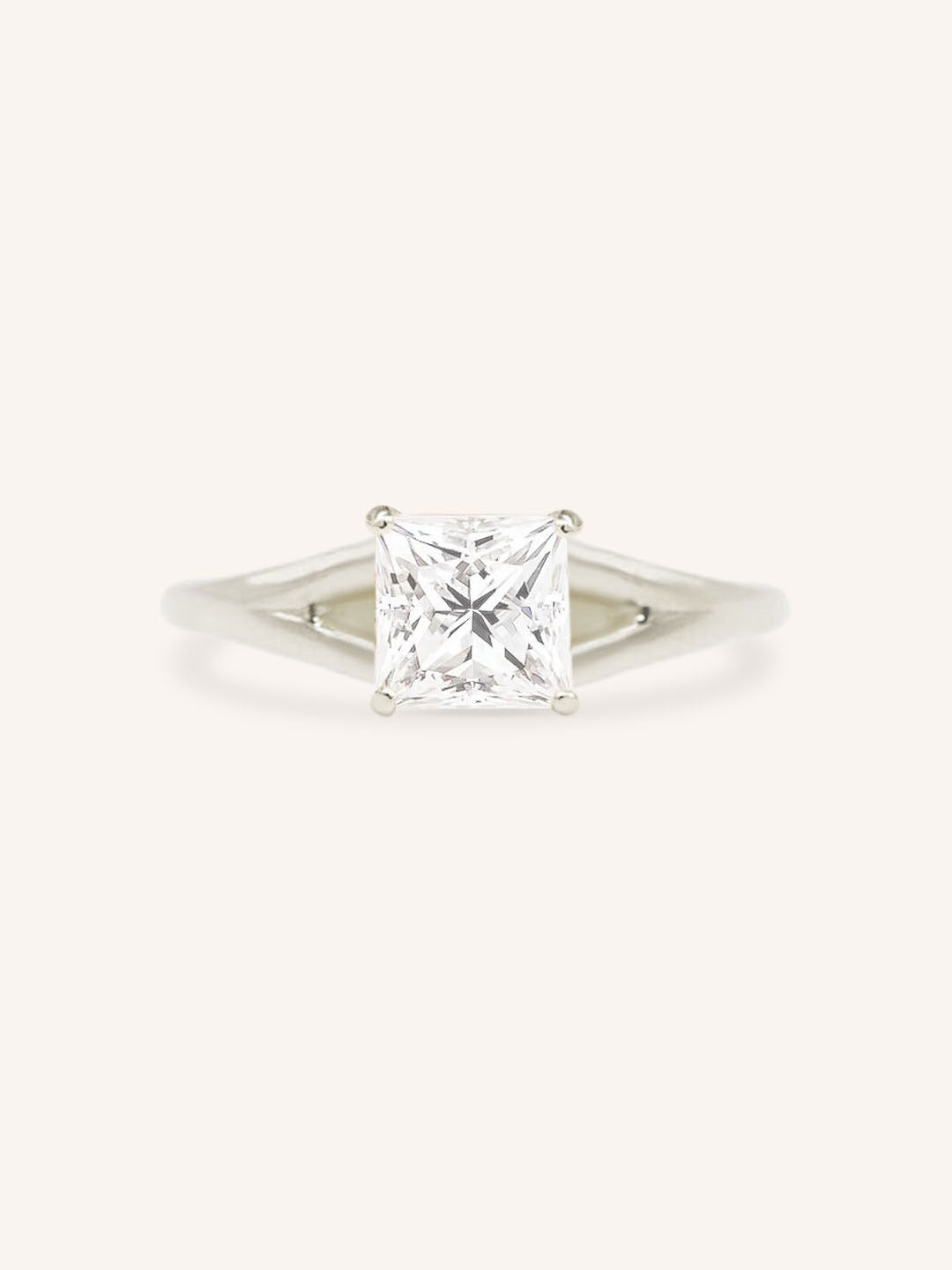 Sabora Princess Cut Square Diamond Split Shank Engagement Ring