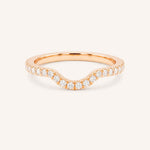 Rose gold Milla curved diamond wedding band front view on white background