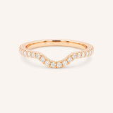 Rose gold Milla curved diamond wedding band front view on white background