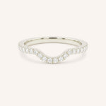 White gold Milla curved diamond wedding band front view on white background