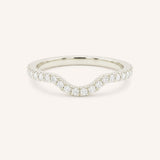 White gold Milla curved diamond wedding band front view on white background