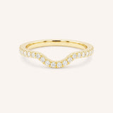 Yellow gold Milla curved diamond wedding band front view on white background