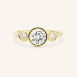 Tamara Round Three Stone Diamond Bezel Engagement Ring