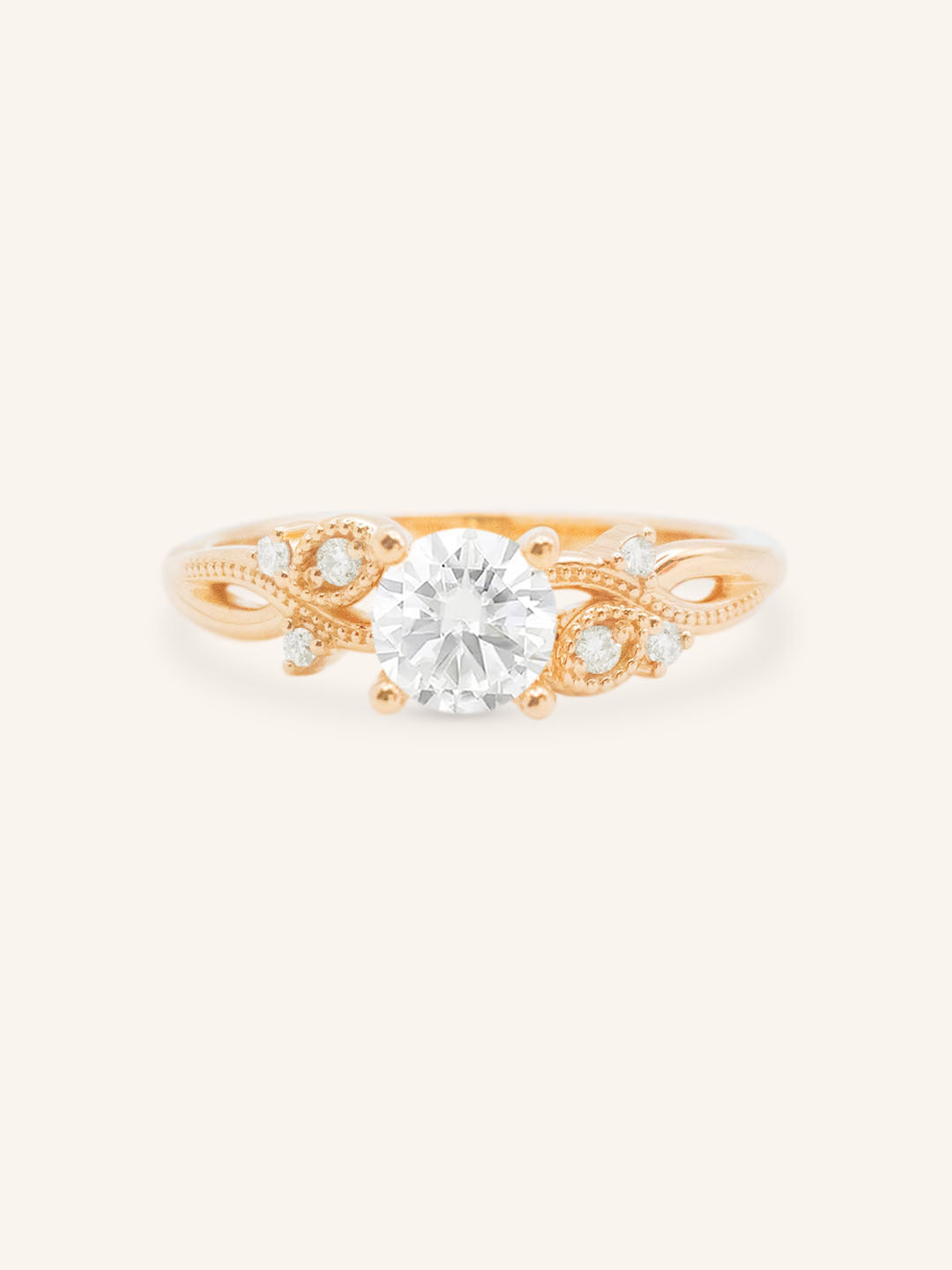 Camellia Round Diamond Accent Engagement Ring
