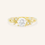Camellia Round Diamond Accent Engagement Ring