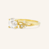Camellia Round Diamond Accent Engagement Ring