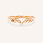Rose gold Wildwood diamond curved ring front view on white background