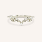 White gold Wildwood diamond curved ring front view on white background