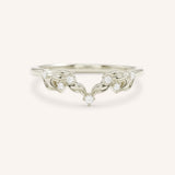 White gold Wildwood diamond curved ring front view on white background