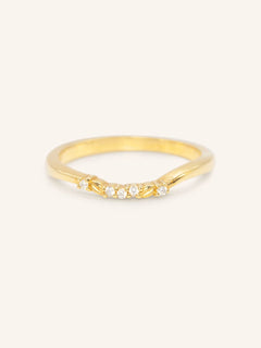 Floral Diamond Curved Ring