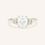 Floral Oval Diamond Engagement Ring