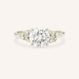 Floral Round Diamond Engagement Ring