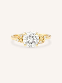 Floral Round Diamond Engagement Ring
