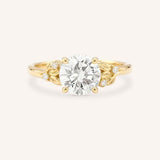 Floral Round Moissanite Engagement Ring