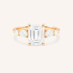Rose Gold Bella Emerald Cut Diamond Engagement Ring front view on white background
