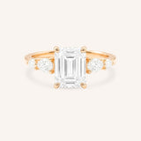 Rose Gold Bella Emerald Cut Diamond Engagement Ring front view on white background