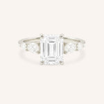 White Gold Bella Emerald Cut Diamond Engagement Ring front view on white background