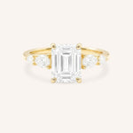 Yellow Gold Bella Emerald Cut Diamond Engagement Ring front view on white background