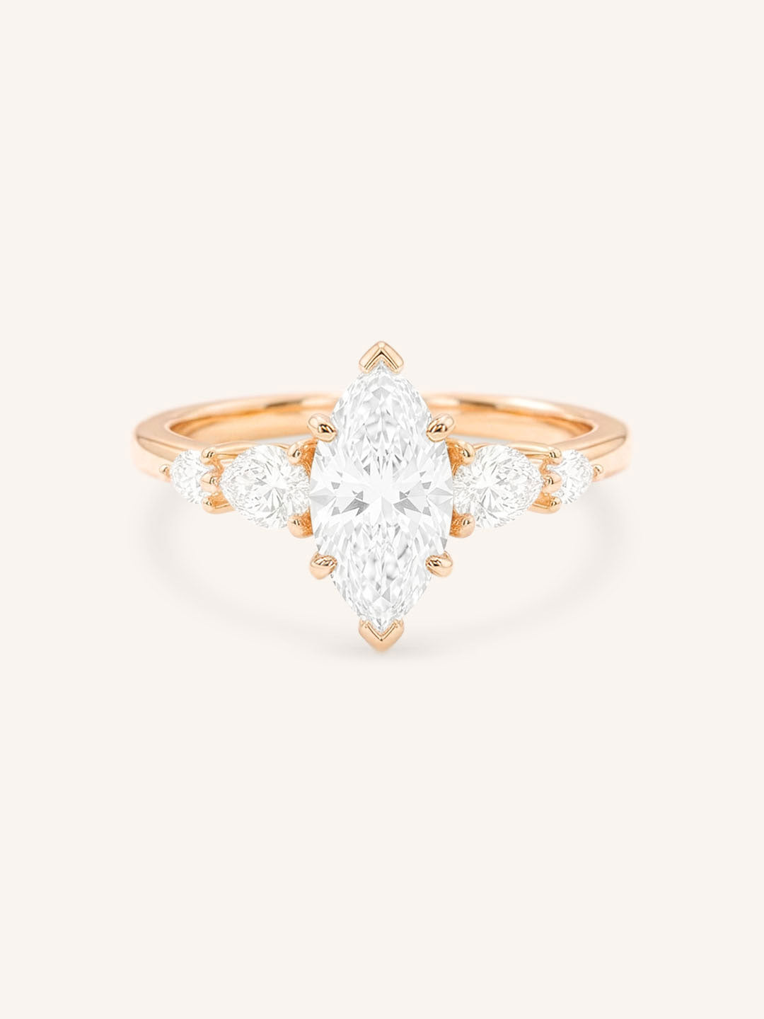 Rose Gold Bella Marquise Diamond Engagement Ring front view on white background