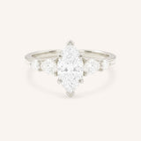 White Gold Bella Marquise Diamond Engagement Ring front view on white background