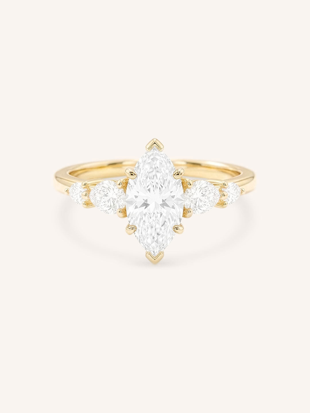 Yellow Gold Bella Marquise Diamond Engagement Ring front view on white background