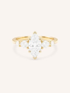 Yellow Gold Bella Marquise Diamond Engagement Ring front view on white background