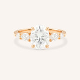 Rose gold Bella oval diamond engagement ring front view on white background