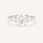 White gold Bella oval diamond engagement ring front view on white background